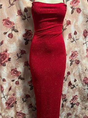 Windsor Red Glitter Maxi Slip Dress